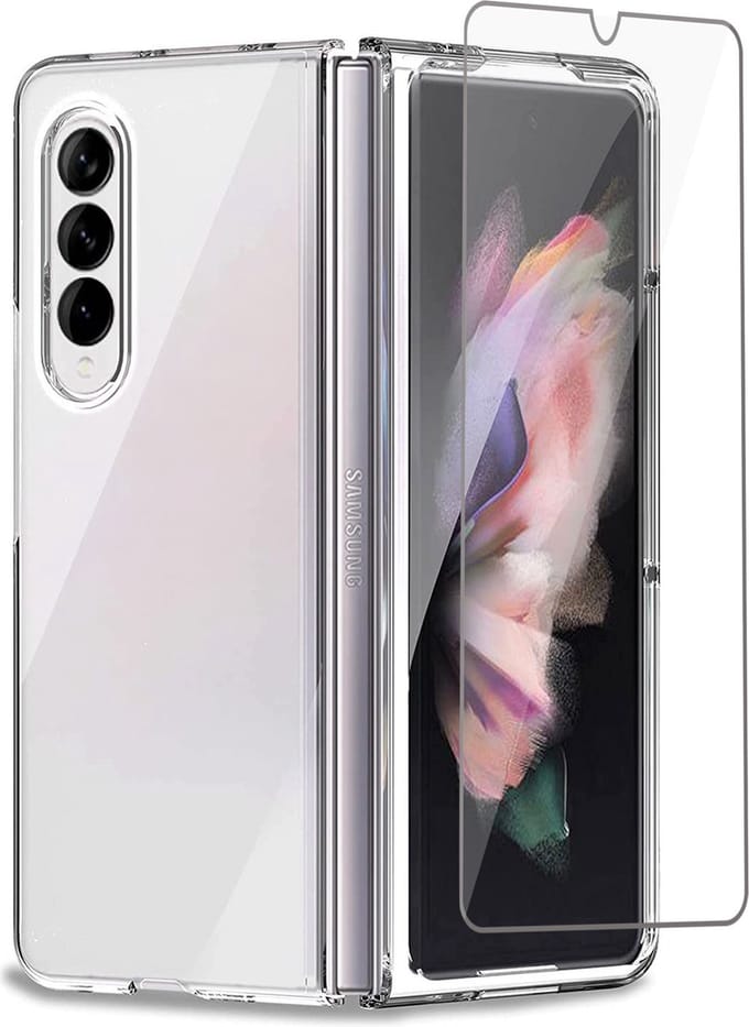 Hoesje geschikt voor Samsung Galaxy Z Fold 3 - Screenprotector - Transparante Case