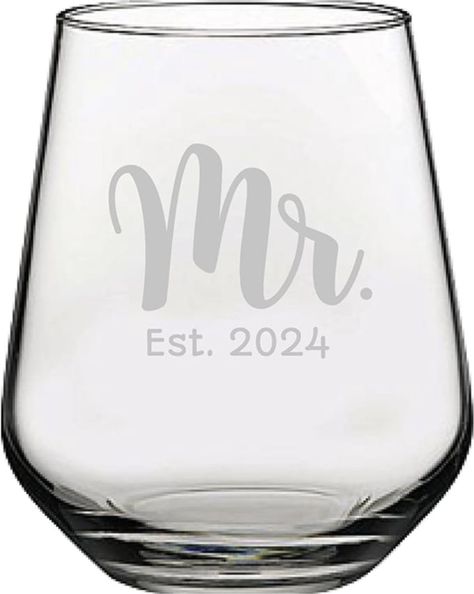 Gegraveerde drinkglas 42,5cl Mr. Est. 2024