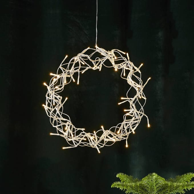 Star Trading LED decorative wreath Curly, silver, hanging, warm white, Ø30cm