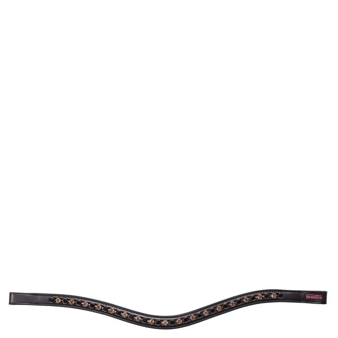Premiere Prem. Frondeel Lyskamm gebogen- crystalketting Brown - Pony | Bruin | Frontriemen paard