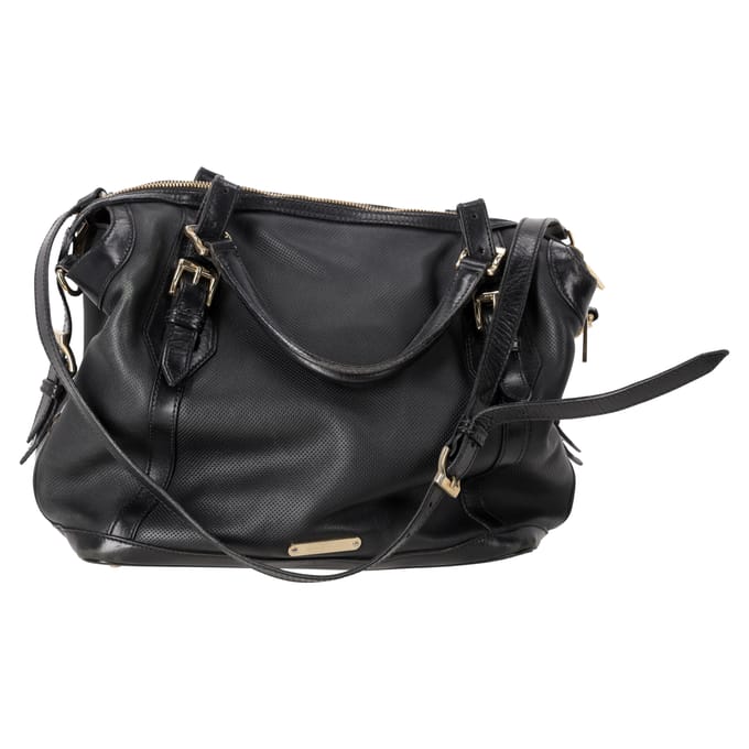 Burberry Medium Ellers geperforeerde shopper in zwart leer