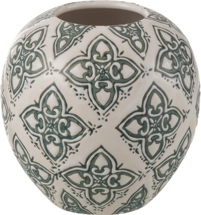 J-Line vaas Kousa Bal - porselein - blauw/wit - Ø 11 cm