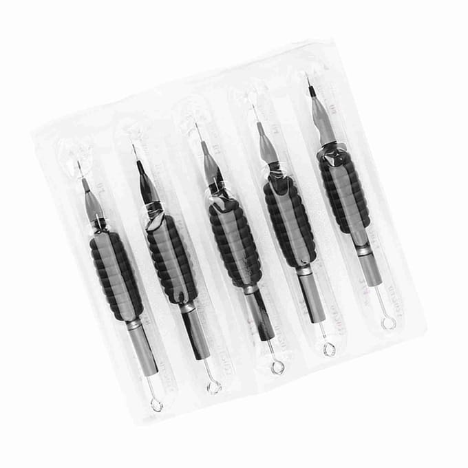 5 STKS Set Wegwerp Steriele Tattoo Naald Siliconen Grip Make-up Schoonheidstools 1RL white