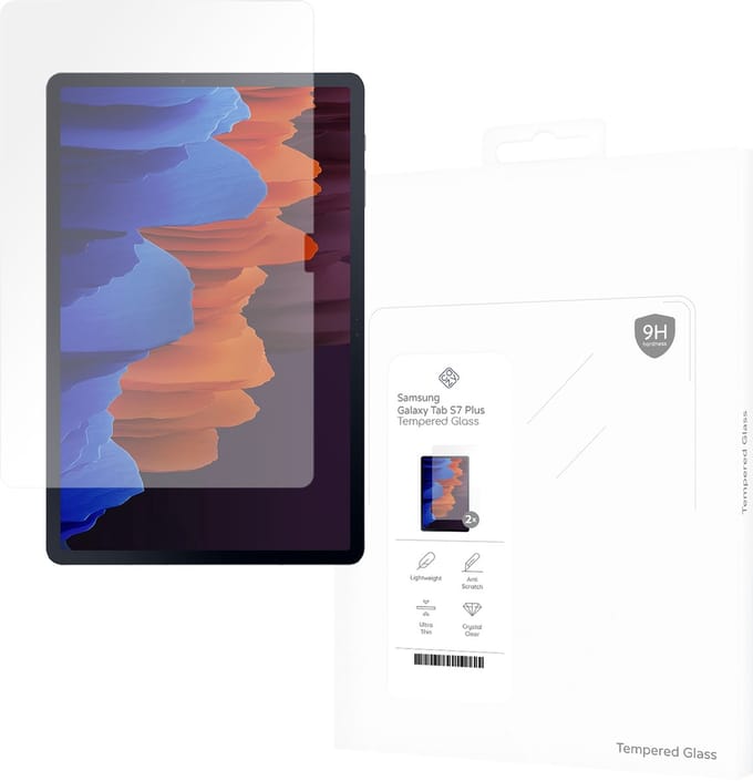Cazy screenprotector geschikt voor Samsung Galaxy Tab S7 Plus - Screenprotector Tablet Glas - 2 Stuks