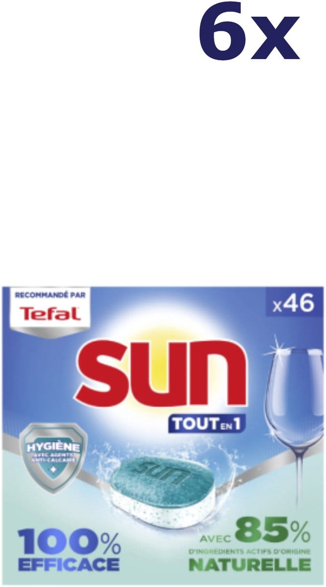 6x Sun vaatwastabletten 46 tabs Tout en 1 hygiene
