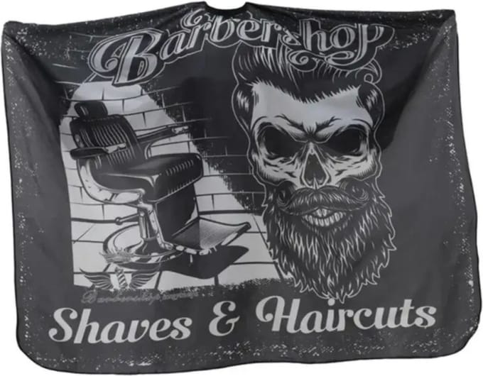 Nivard Baardschort - Beard Bib - Scheerschort - Baard Cape - Kappersmantel - Kapmantel - Zwart