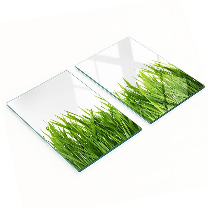 Multifunctionele decoratieve keukenplanken van gehard glas met grasmotief, 2x40x52 cm
