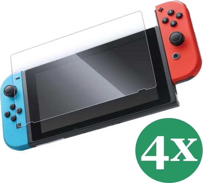 Screenprotector geschikt voor Nintendo Switch Glas - 4x Accessoires Beschermglas Screen Protector