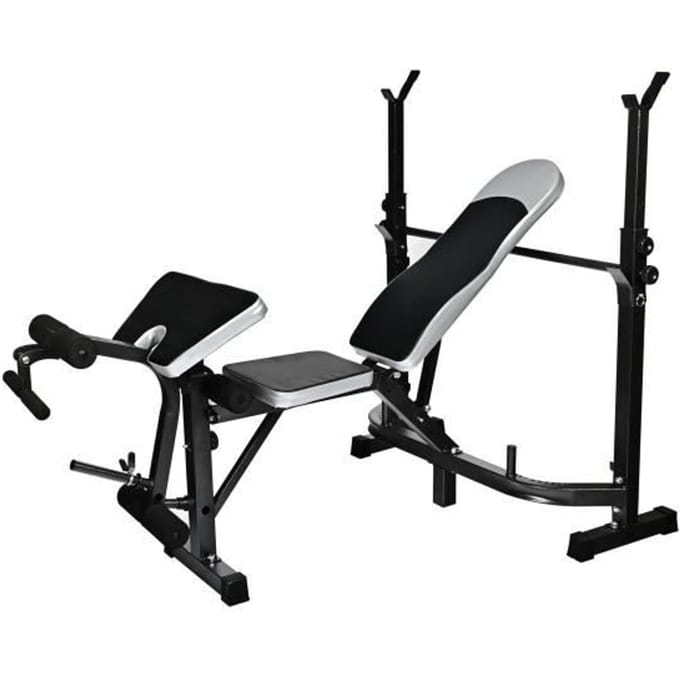 Sportbank - Multifunctioneel - Opvouwbaar - Verstelbaar - Zwart &; Grijs - 110 kg max grijs