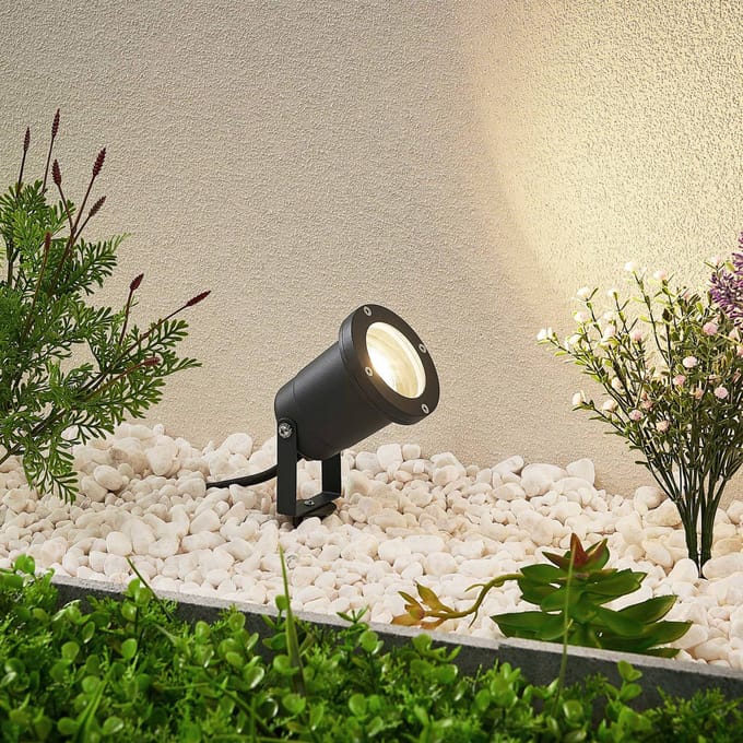 Lindby - Buitenspots - 1licht - aluminium, glas - H: 31.5 cm - GU10 - donkergrijs