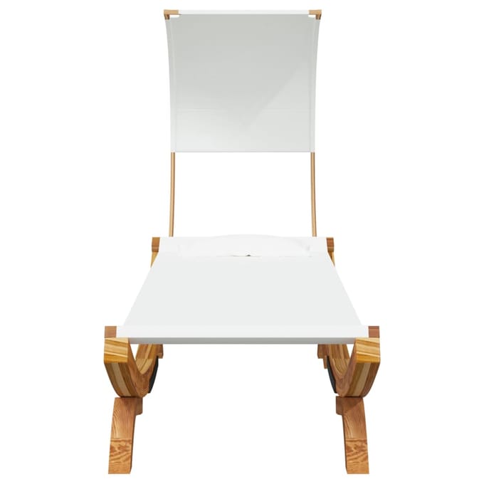 vidaXL - Loungebed - met - luifel - 100x200x126 - cm - massief - gebogen - hout - crème