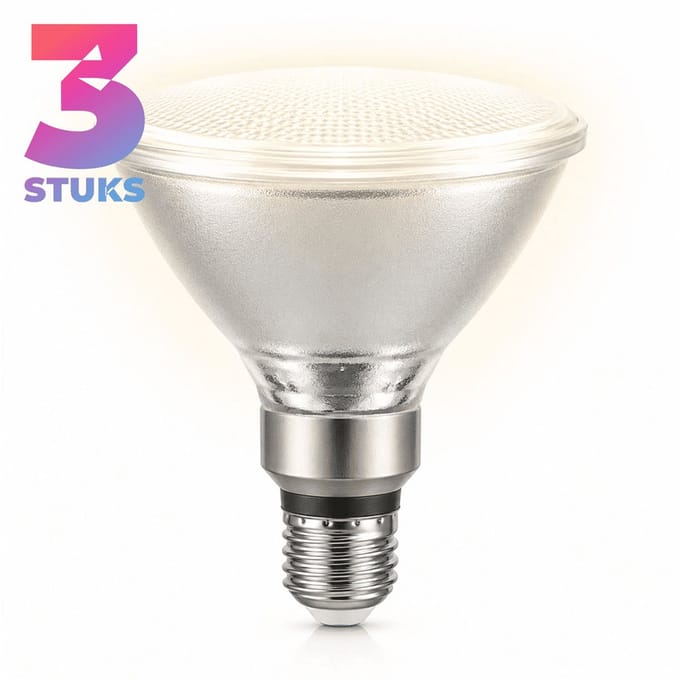 3x Reflector Halogeenlamp E27 - 80W - Warm Wit Licht (3000K) - 1000 lm - 2 jaar - Dimbaar - PAR38 - 38°