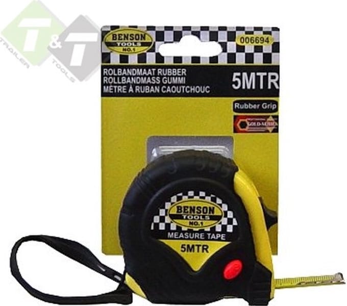 Rolmaat, Rolbandmaat, Rubber, 5 meter, Benson