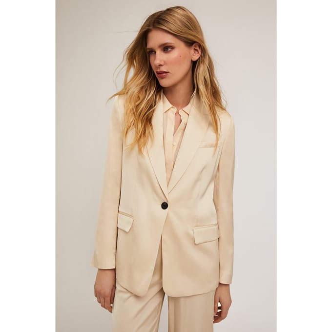 Motivi Satin Single-breasted Blazer Beige Größe: 44 | Blazer Outlet | Damen | Braun