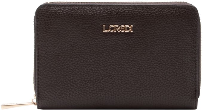 L.CREDI portemonnee Perla Zip Around Wallet Chocolate donkerbruin