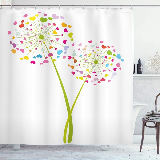 ABAKUHAUS Valentine Douchescherm – Badkamerdecoratie – 175 x 200 cm, Polyester, Multicolor