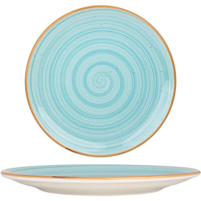 Bonna Dinerbord - Aqua - Porselein - 25 cm - set van 6
