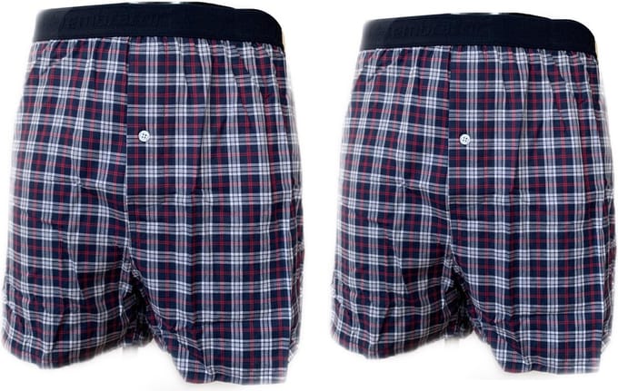 Embrator 2-stuks mannen Boxershort geruit blauw/wit/rood XXL