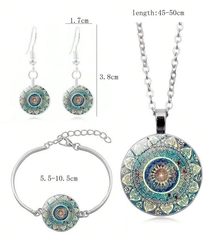 Sieraden set Ketting +oorbellen + armband Mandala