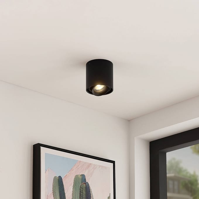 Arcchio - plafondlamp - 1licht - Aluminium - H: 9.4 cm - GU10 - zwart