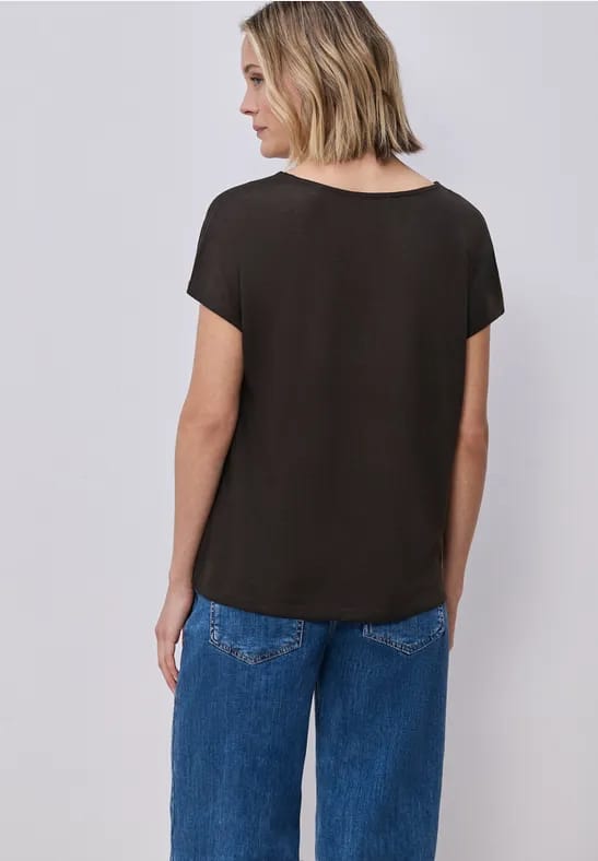 Shirt met overhangende schouders in linnenlook