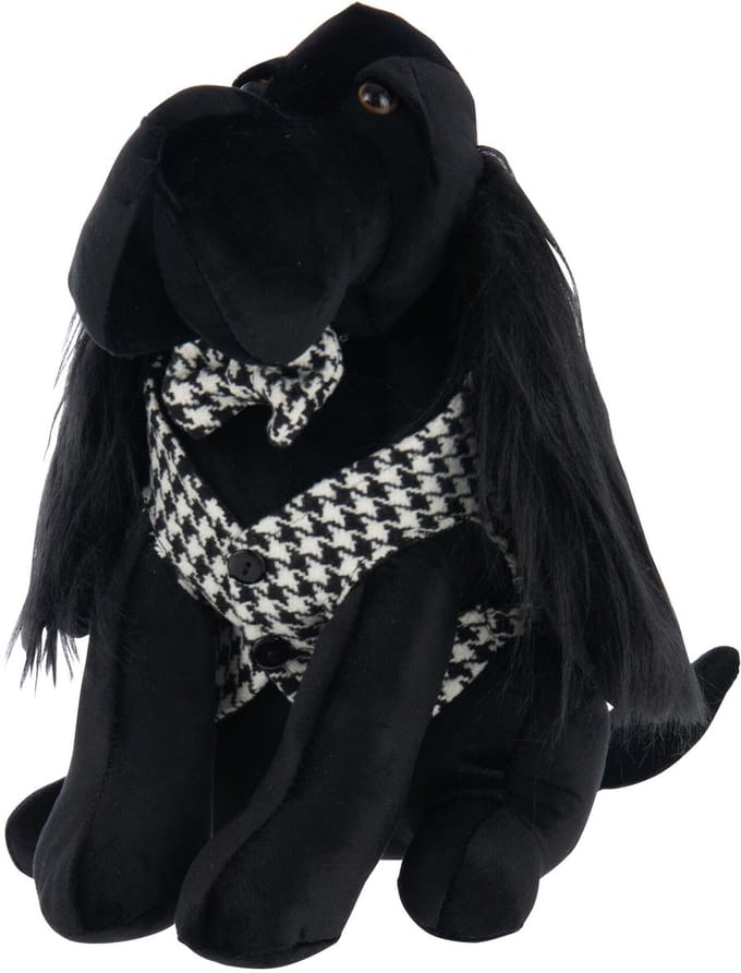 J-Line deurstop Hond Pied-De-Poule - polyester - zwart/wit
