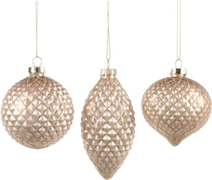 Goodwill Kerstbal Glas Crème-Champagne D 8 cm Voordeelass. Per 3 Stuks