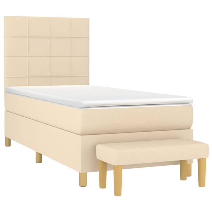 vidaXL - Boxspring - met - matras - stof - crèmekleurig - 80x200 - cm