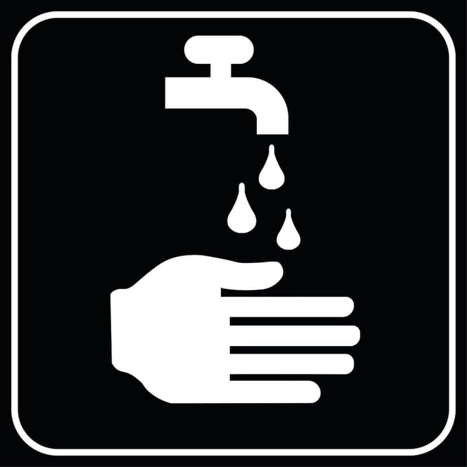 Na gebruik handen afspoelen sticker 100 x 100 mm
