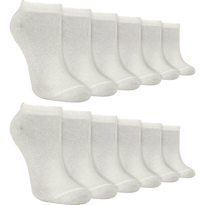 12 Paar Multipack Kinder Bamboe Trainer Sokken | Jongens Liner Sokken Ankle Wit - Wit