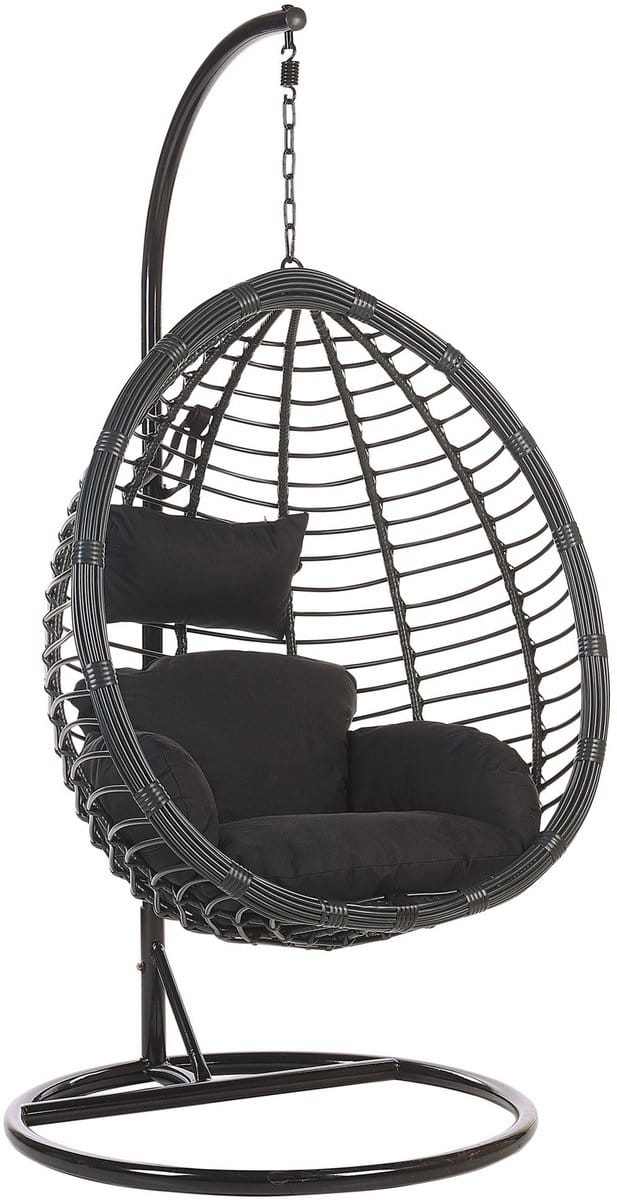TOLLO - Hangstoel - Zwart - 106 cm - PE rotan