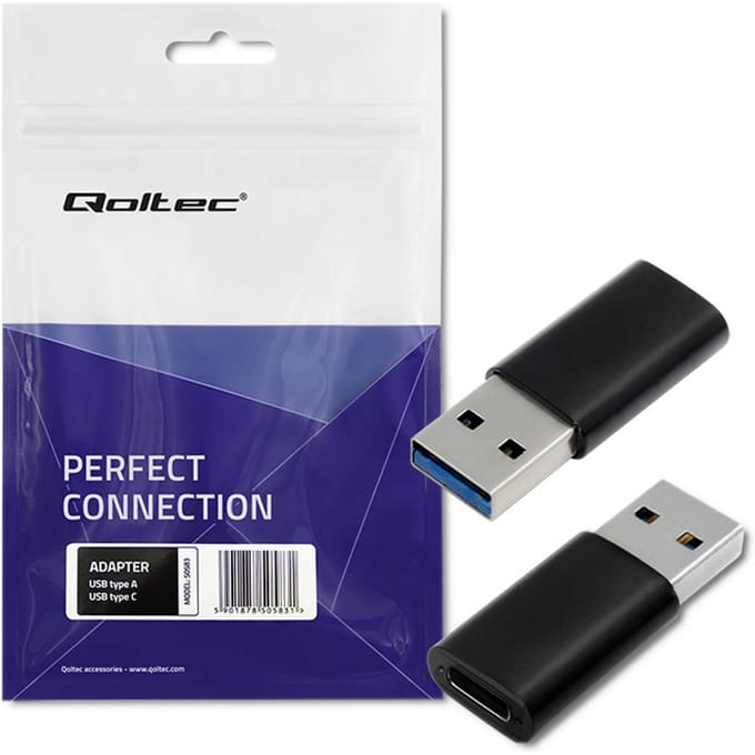 Qoltec USB Type A-adapter mannelijk |   USB Type C vrouwelijk