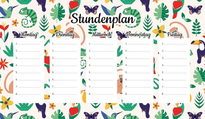 Wallvy - Magnetisch Lessenplanbord - Dieren en Vogels - 45x26cm