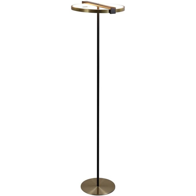 Searchlight Aerial LED vloerlamp, messing/zwart, staal, silicone