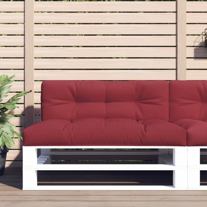 vidaXL - Palletkussen - 120x40x12 - cm - stof - wijnrood