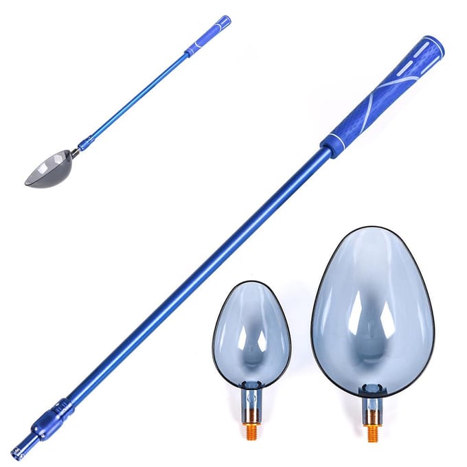 55 - 95cm Telescopische Aluminium Aas Werpstok Handvat met 2 Aaslepels Aaswerpers Handle with spoons white