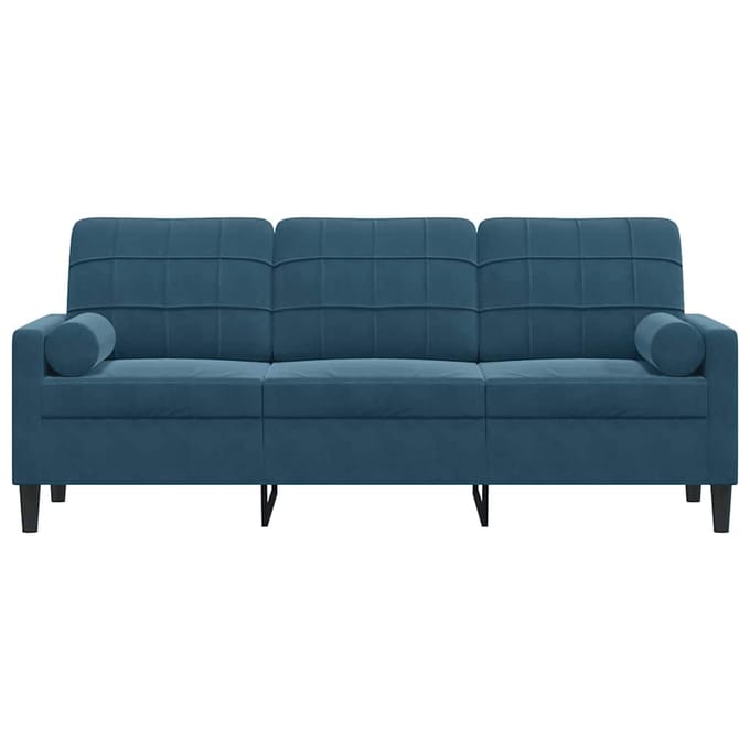 vidaXL - Driezitsbank - met - sierkussens - 180 - cm - fluweel - blauw