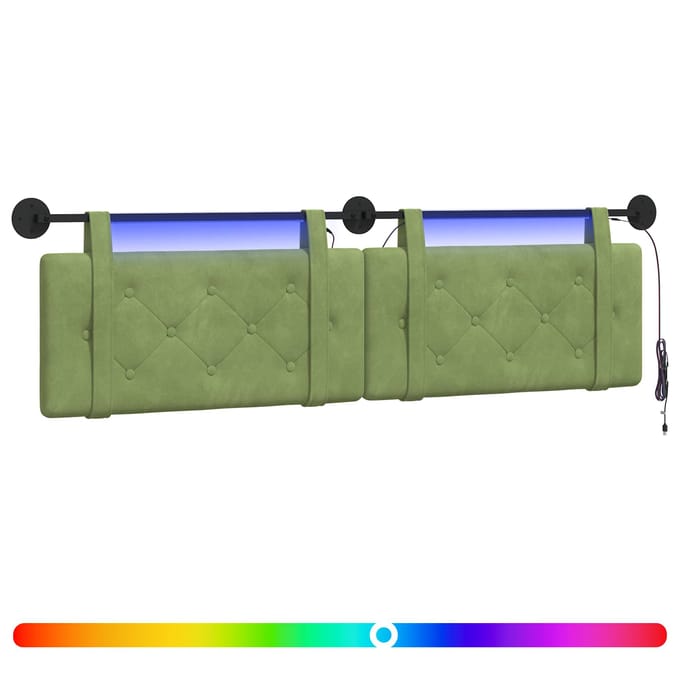 vidaXL - Hangend - hoofdbord - Met - LED-verlichting - Lichtgroen - Fluweel