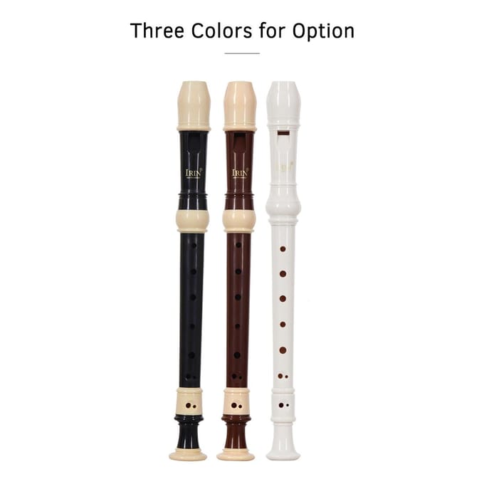 IRIN sopraanblokfluitset 8-gaats instrument en koffer zwart witte koffie Coffee beige
