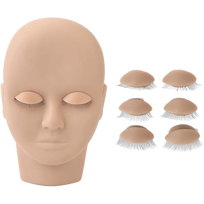 Planche de Visage Maquillage Greffage Cils Silicone Modèle d'Entraînement Mannequin en Caoutchouc Modèle d'Entraînement Visage Light Brown beige