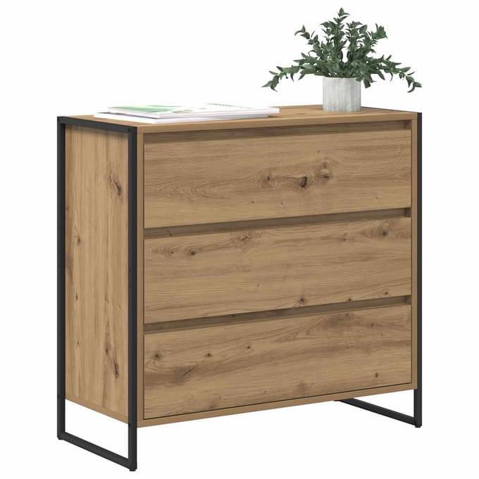 vidaXL - Dressoir - Artisanaal - eiken - 79 - x - 36 - x - 75.5 - cm - Bewerkt - hout