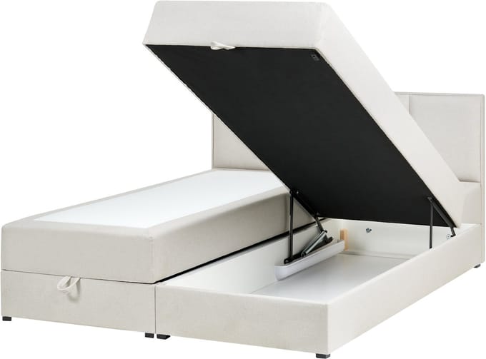 BARONET - Boxspringbed - Gebroken wit - 160 x 200 cm - Polyester