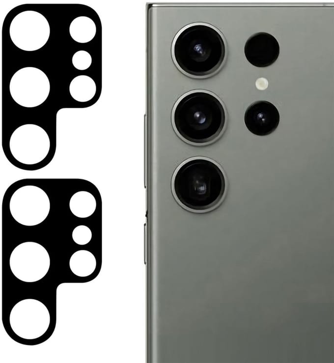 Camera lens Protector 2x Geschikt voor: Samsung Galaxy S25 Ultra - screen protector - glas - bescherm je camera - beschermglas - Zwart