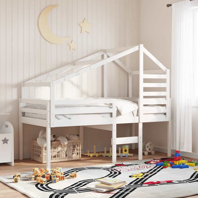 vidaXL - Kinderbedhuisje - 188x97x113 - cm - massief - grenenhout - wit