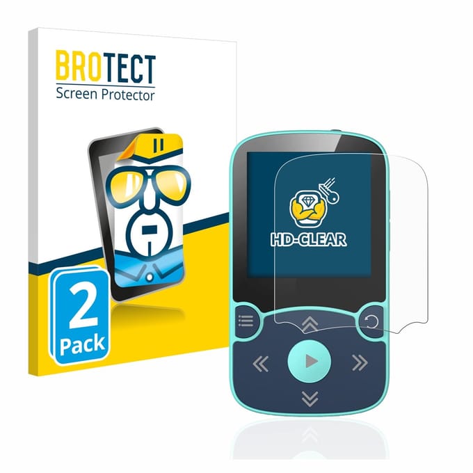 BROTECT - Screenprotector voor AGPtek A65X MP3 Player with clip - Folie Beschermfolie transparant 2 Stuks