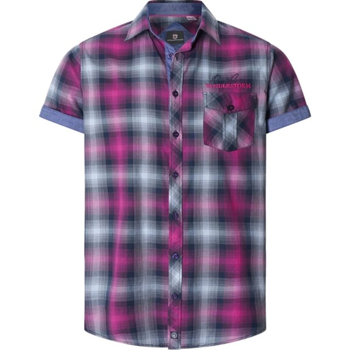 Jan Vanderstorm herren Overhemd Met Korte Mouwen - 51/52 - fuchsia - Plus Size