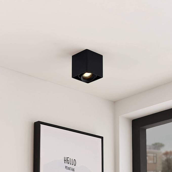 Arcchio - plafondlamp - 1licht - Aluminium - H: 9.4 cm - GU10 - zwart