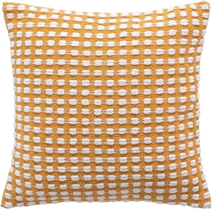 Famanu – Kussensloop (40 x 40 cm) Greta oker - katoen - chenille - garen