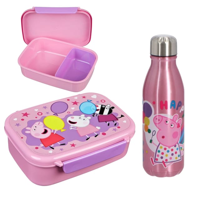 Peppa Pig lunchset; lunchbox en drinkfles