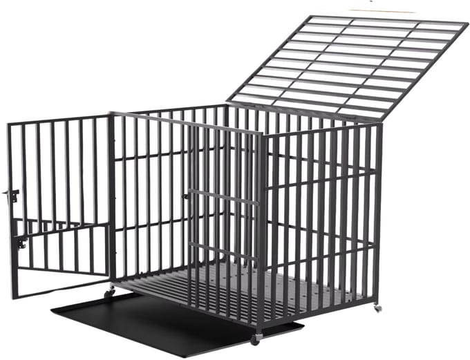 Hondenbench - 95CM - Hondenhok - Metaal - Kennel - Op wielen